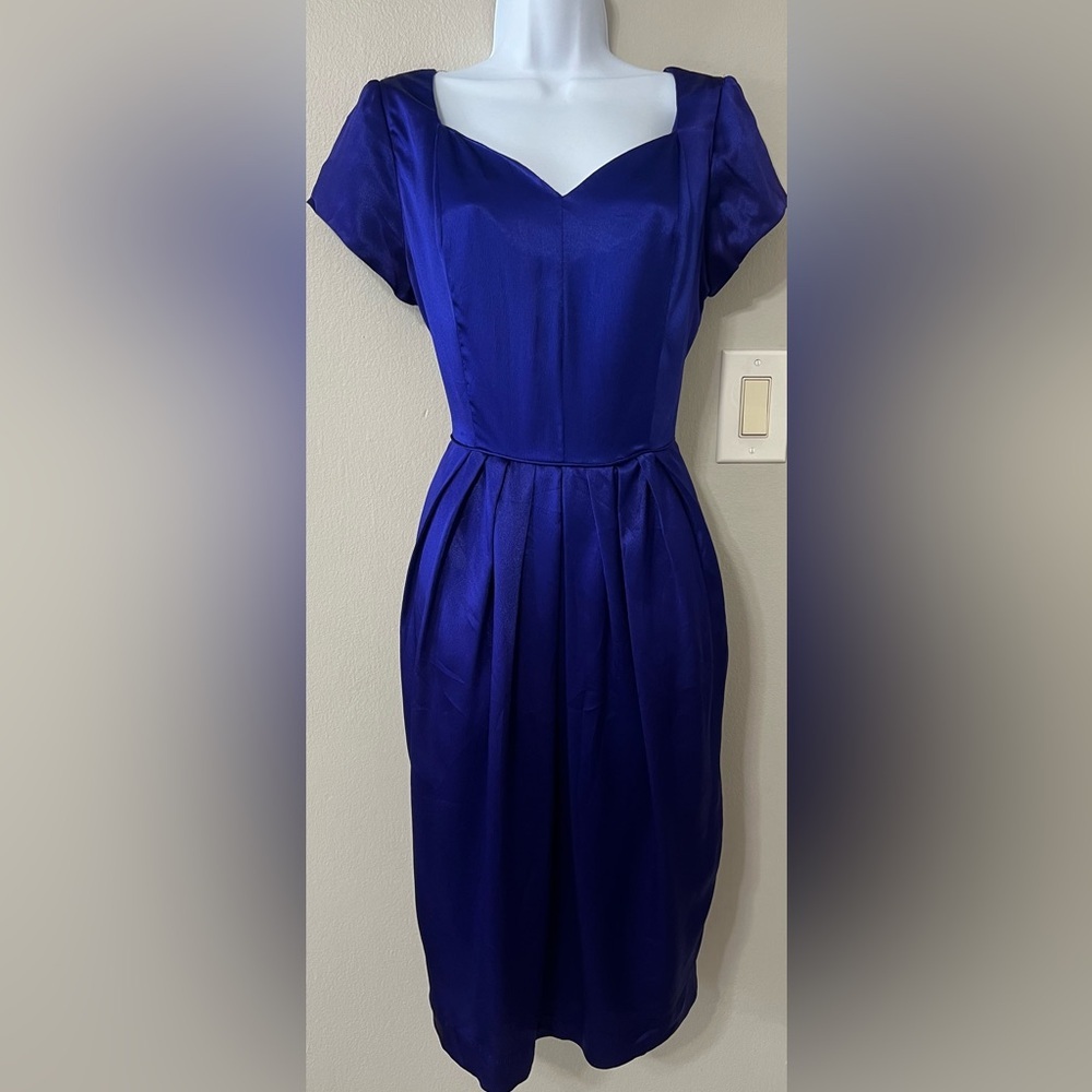 Vintage Geary Roark Kamisato Purple Satin Dress Size 12 USA